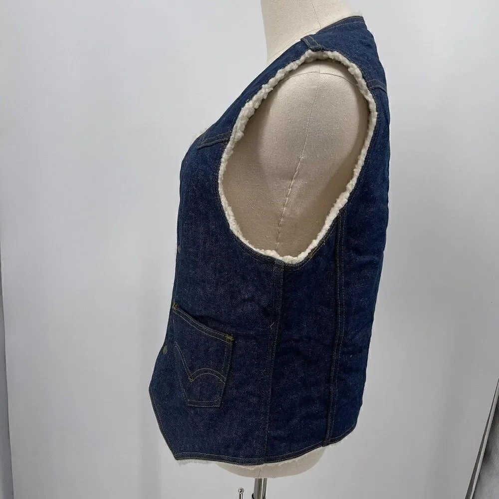 VTG 70s Levis Orange Tab  men’s sherpa Lined vest Made In USA Trucker Medium